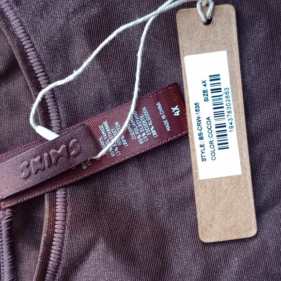 NWT SKIMS Glissenette Crew Neck Sheer Thong Bodysuit in Cocoa 4X - Picture 2 of 4